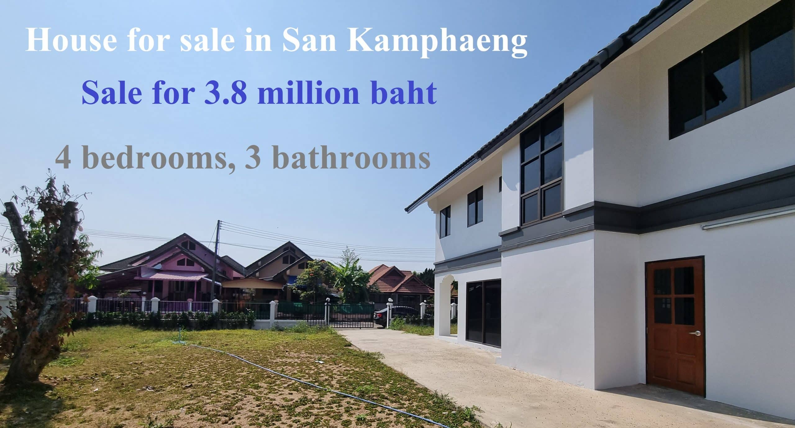 House for sale in San Kamphaeng Sale 3.8 million baht only 4 bedroom, 3 bath with area of 101 sqw.