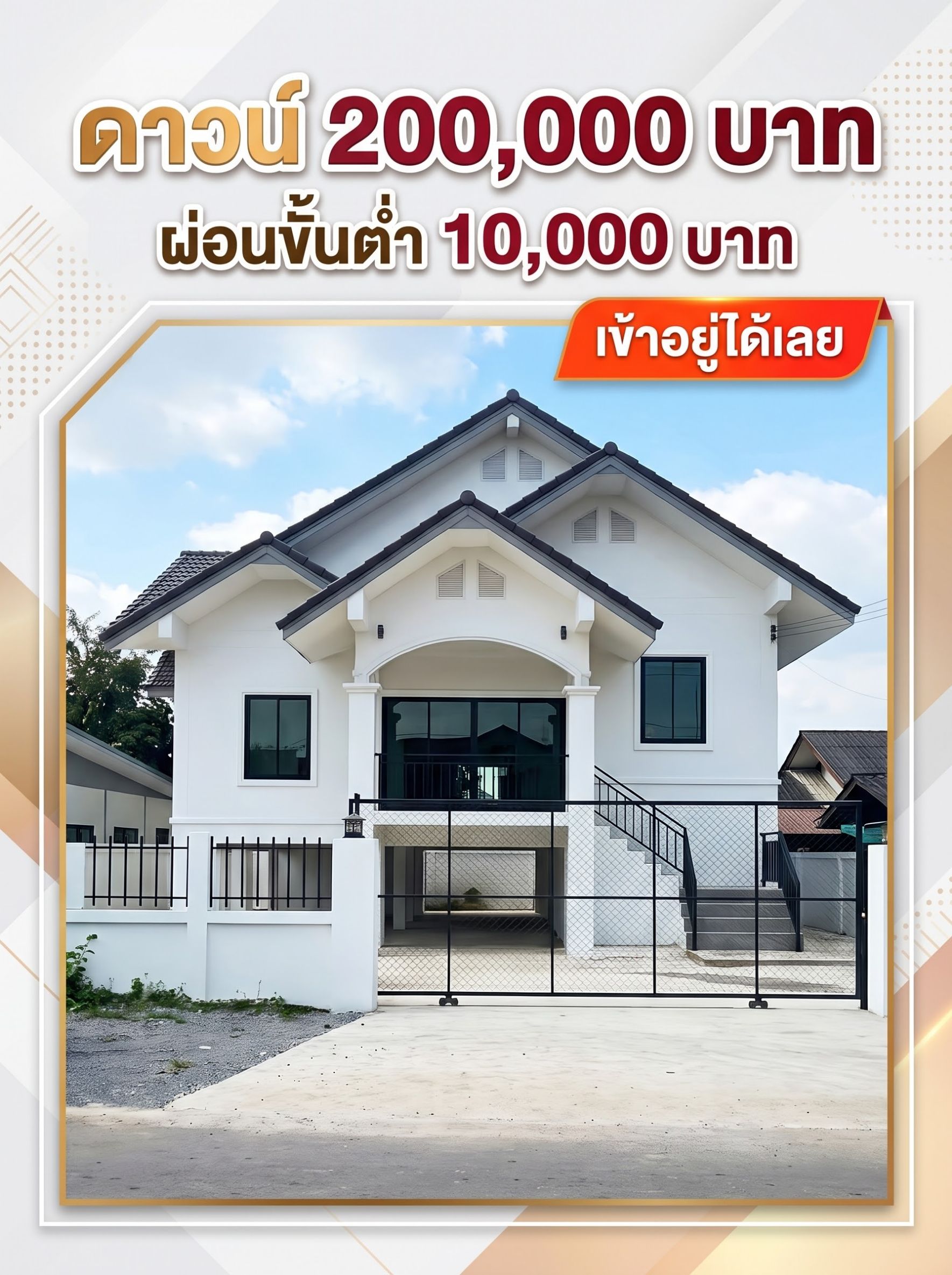 AA0564 #เปิดผ่อนตรง ขายบ้านอำเภอเมืองลำพูน ใกล้นิคม,ใกล้บิ๊กซี เนื้อที่ 106 ตร.ว.
